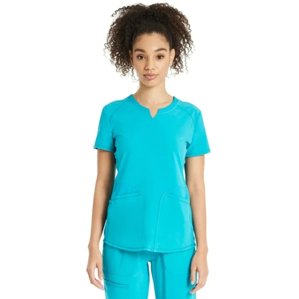 Scrubstar Womens Scrub Top Shirt XL Aqua Blue Medical Nurse Caretaker Stretch